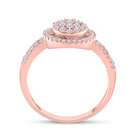 Load image into Gallery viewer, 10kt Rose Gold Womens Round Diamond Concentric Circle Cluster Split-shank Ring 1/2 Cttw

