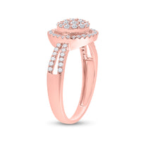 Load image into Gallery viewer, 10kt Rose Gold Womens Round Diamond Concentric Circle Cluster Split-shank Ring 1/2 Cttw
