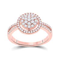 Load image into Gallery viewer, 10kt Rose Gold Womens Round Diamond Concentric Circle Cluster Split-shank Ring 1/2 Cttw
