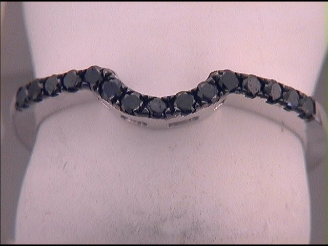 10kt White Gold Womens Color Enhanced Black Diamond Fashion Ring 1/4 Cttw