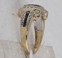 Load image into Gallery viewer, 10kt Yellow Gold Womens Round Brown Diamond Square Cluster Ring 1/2 Cttw
