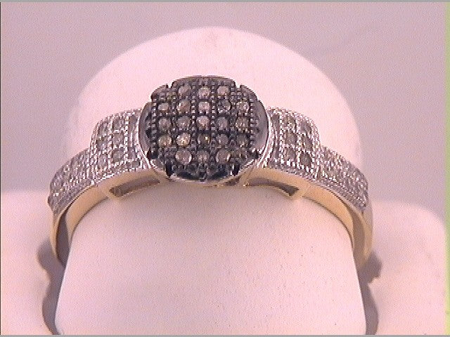 10kt Yellow Gold Womens Brown Diamond Cluster Ring 1/5 Cttw