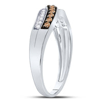 Load image into Gallery viewer, 10kt White Gold Womens Round Brown Diamond Band Ring 1/4 Cttw
