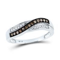 Load image into Gallery viewer, 10kt White Gold Womens Round Brown Diamond Band Ring 1/4 Cttw

