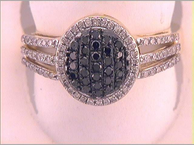 10kt Yellow Gold Womens Color Enhanced Black Diamond Cluster Ring 1/2 Cttw