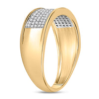 Load image into Gallery viewer, 10k Yellow Gold Mens Round Diamond Micropave Wedding Anniversary Band Ring 1/3 Cttw
