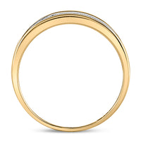 Load image into Gallery viewer, 10k Yellow Gold Mens Round Diamond Micropave Wedding Anniversary Band Ring 1/3 Cttw
