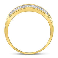 Load image into Gallery viewer, 10k Yellow Gold Mens Round Diamond Micropave Wedding Anniversary Band Ring 1/3 Cttw
