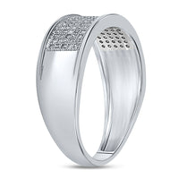 Load image into Gallery viewer, 10k White Gold Mens Round Diamond Micropave Wedding Anniversary Band Ring 1/3 Cttw
