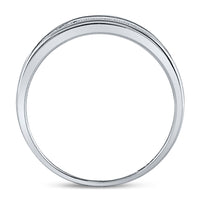 Load image into Gallery viewer, 10k White Gold Mens Round Diamond Micropave Wedding Anniversary Band Ring 1/3 Cttw
