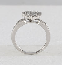 Load image into Gallery viewer, Sterling Silver Womens Round Diamond Heart Bridal Wedding Engagement Ring Band Set 3/8 Cttw
