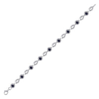 Load image into Gallery viewer, Sterling Silver Womens Round Lab-Created Blue Sapphire Tennis Bracelet 3-1/4 Cttw
