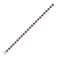 Load image into Gallery viewer, Sterling Silver Womens Oval Lab-Created Ruby Tennis Bracelet 5-7/8 Cttw
