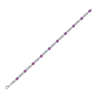 Load image into Gallery viewer, Sterling Silver Womens Oval Lab-Created Pink Sapphire Fashion Bracelet 5-1/3 Cttw
