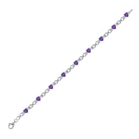 Load image into Gallery viewer, Sterling Silver Womens Heart Lab-Created Amethyst Heart Bracelet 5-1/2 Cttw
