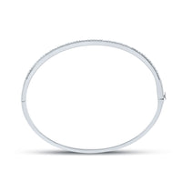 Load image into Gallery viewer, Sterling Silver Womens Round Diamond Single Row Bangle Bracelet 1/3 Cttw

