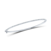 Load image into Gallery viewer, Sterling Silver Womens Round Diamond Single Row Bangle Bracelet 1/3 Cttw
