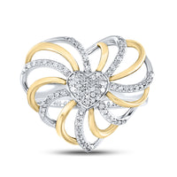 Load image into Gallery viewer, Sterling Silver Two-tone Womens Round Diamond Openwork Heart Ring 1/4 Cttw
