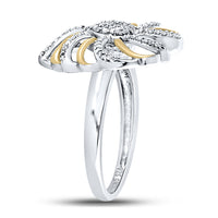Load image into Gallery viewer, Sterling Silver Two-tone Womens Round Diamond Openwork Heart Ring 1/4 Cttw
