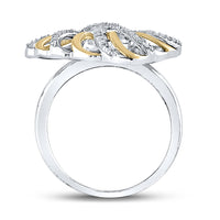 Load image into Gallery viewer, Sterling Silver Two-tone Womens Round Diamond Openwork Heart Ring 1/4 Cttw
