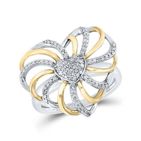Load image into Gallery viewer, Sterling Silver Two-tone Womens Round Diamond Openwork Heart Ring 1/4 Cttw

