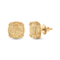 Load image into Gallery viewer, Sterling Silver Mens Round Black Color Enhanced Diamond  Earrings 1/8 Cttw
