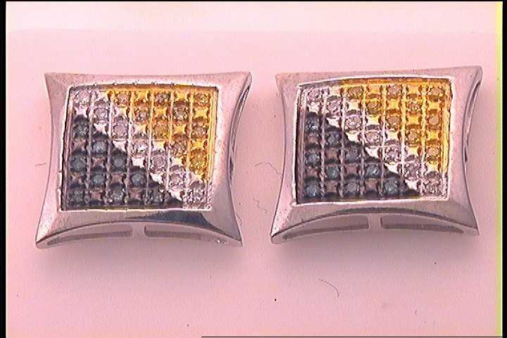 1/6CT-DIA P3 BLUE MICRO-PAVE UNISEX EARRING