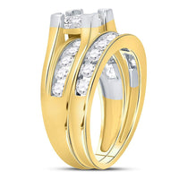 Load image into Gallery viewer, 14kt Yellow Gold Womens Princess Diamond Bridal Wedding Engagement Ring Band Set 1-1/2 Cttw
