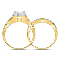 Load image into Gallery viewer, 14kt Yellow Gold Womens Princess Diamond Bridal Wedding Engagement Ring Band Set 1-1/2 Cttw
