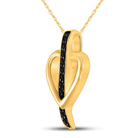 Load image into Gallery viewer, Sterling Silver Womens Round Black Color Enhanced Diamond Heart Pendant 1/10 Cttw
