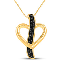 Load image into Gallery viewer, Sterling Silver Womens Round Black Color Enhanced Diamond Heart Pendant 1/10 Cttw
