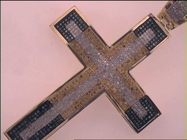 2 CT-DIA YELLOW CROSS MENS CHARM