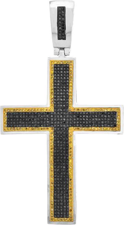 1 3/4CT-DIA YELLOW MAN CROSS CHARM