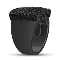Load image into Gallery viewer, Sterling Silver Mens Round Black Color Enhanced Diamond Square Cluster Ring 4.00 Cttw

