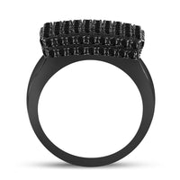 Load image into Gallery viewer, Sterling Silver Mens Round Black Color Enhanced Diamond Square Cluster Ring 4.00 Cttw
