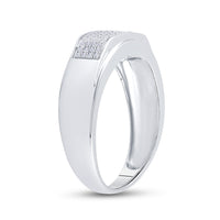 Load image into Gallery viewer, Sterling Silver Mens Round Diamond Micropave Flat Wedding Anniversary Band Ring 1/5 Cttw
