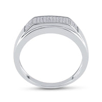 Load image into Gallery viewer, Sterling Silver Mens Round Diamond Micropave Flat Wedding Anniversary Band Ring 1/5 Cttw
