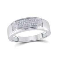 Load image into Gallery viewer, Sterling Silver Mens Round Diamond Micropave Flat Wedding Anniversary Band Ring 1/5 Cttw
