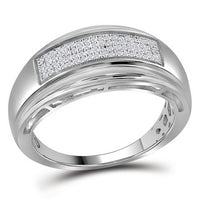 Load image into Gallery viewer, Sterling Silver Mens Round Diamond Wedding Pave Band Ring 1/5 Cttw
