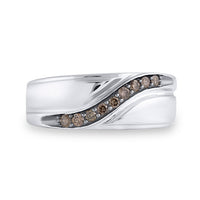 Load image into Gallery viewer, Sterling Silver Mens Round Brown Diamond Wedding Band Ring 1/4 Cttw
