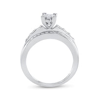 Load image into Gallery viewer, Sterling Silver Womens Princess Diamond Cluster Bridal Wedding Engagement Ring 1/2 Cttw
