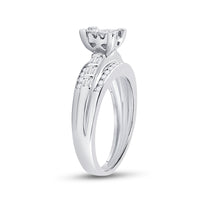 Load image into Gallery viewer, Sterling Silver Womens Princess Diamond Cluster Bridal Wedding Engagement Ring 1/2 Cttw
