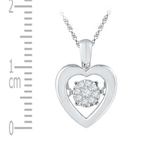 Load image into Gallery viewer, Sterling Silver Womens Round Diamond Moving Twinkle Cluster Heart Pendant 1/12 Cttw
