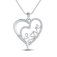 Load image into Gallery viewer, Sterling Silver Womens Round Diamond Double Heart Pendant 1/10 Cttw
