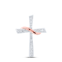 Load image into Gallery viewer, Sterling Silver Womens Round Diamond Cross Pendant 1/20 Cttw
