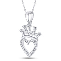 Load image into Gallery viewer, Sterling Silver Womens Round Diamond Heart Pendant 5/8 Cttw
