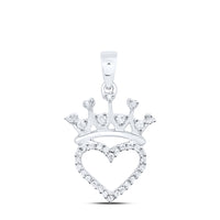 Load image into Gallery viewer, Sterling Silver Womens Round Diamond Heart Pendant 5/8 Cttw
