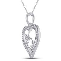 Load image into Gallery viewer, Sterling Silver Womens Round Diamond Triple Heart Outline Pendant 1/8 Cttw
