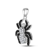 Load image into Gallery viewer, Sterling Silver Womens Round Black Color Enhanced Diamond Spider Bug Pendant 3/4 Cttw
