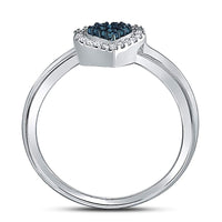 Load image into Gallery viewer, Sterling Silver Womens Round Blue Color Enhanced Diamond Bridal Wedding Engagement Ring Band Set 1/8 Cttw
